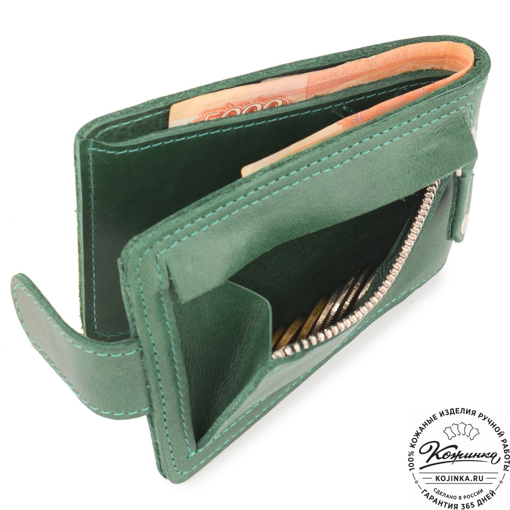  Кожаное портмоне Италия (зеленое) 